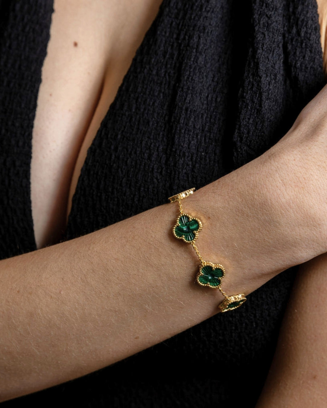 Karma Luxe Bracelet Gold Malachite
