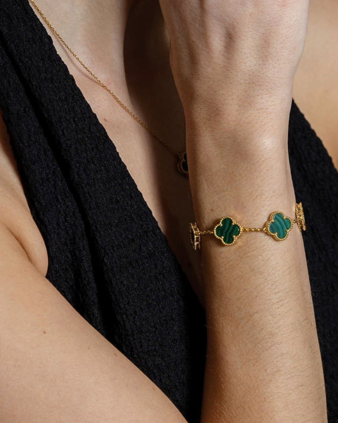 Karma Luxe Bracelet Gold Malachite