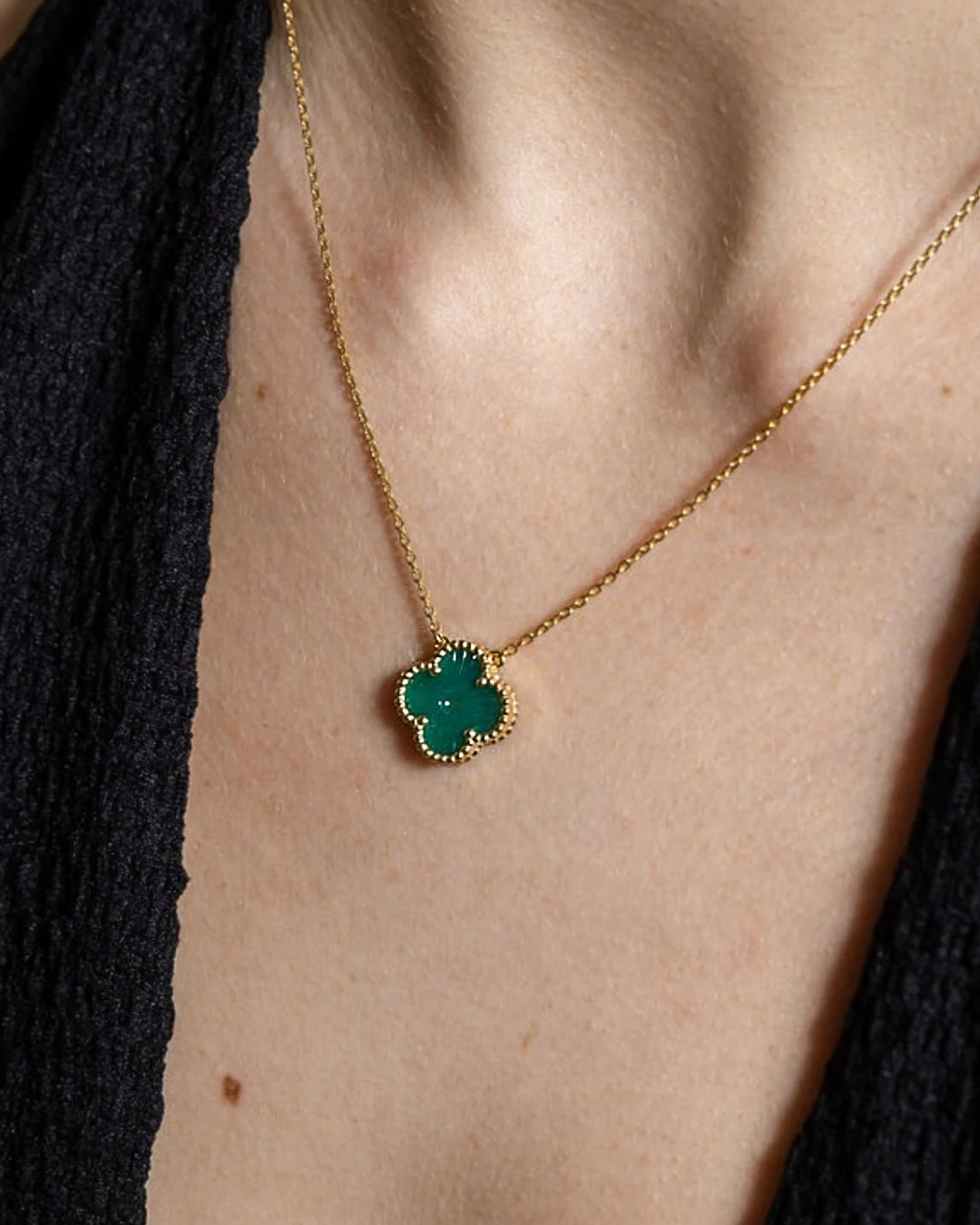 Karma Luxe Necklace Gold Green Onyx