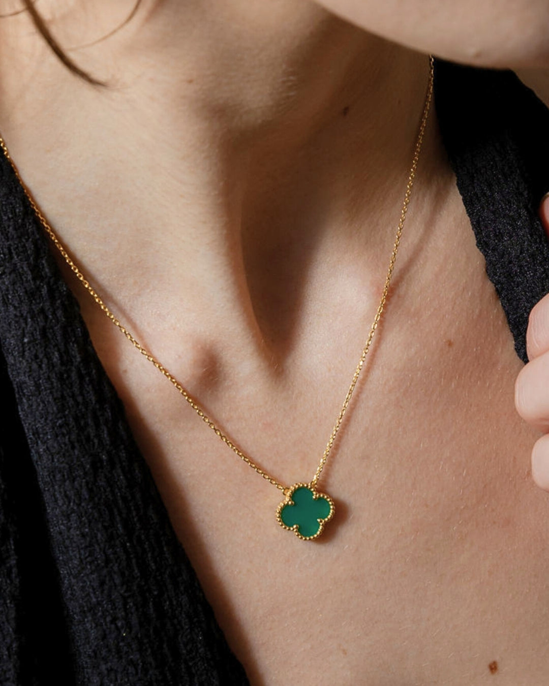 Karma Luxe Necklace Gold Green Onyx