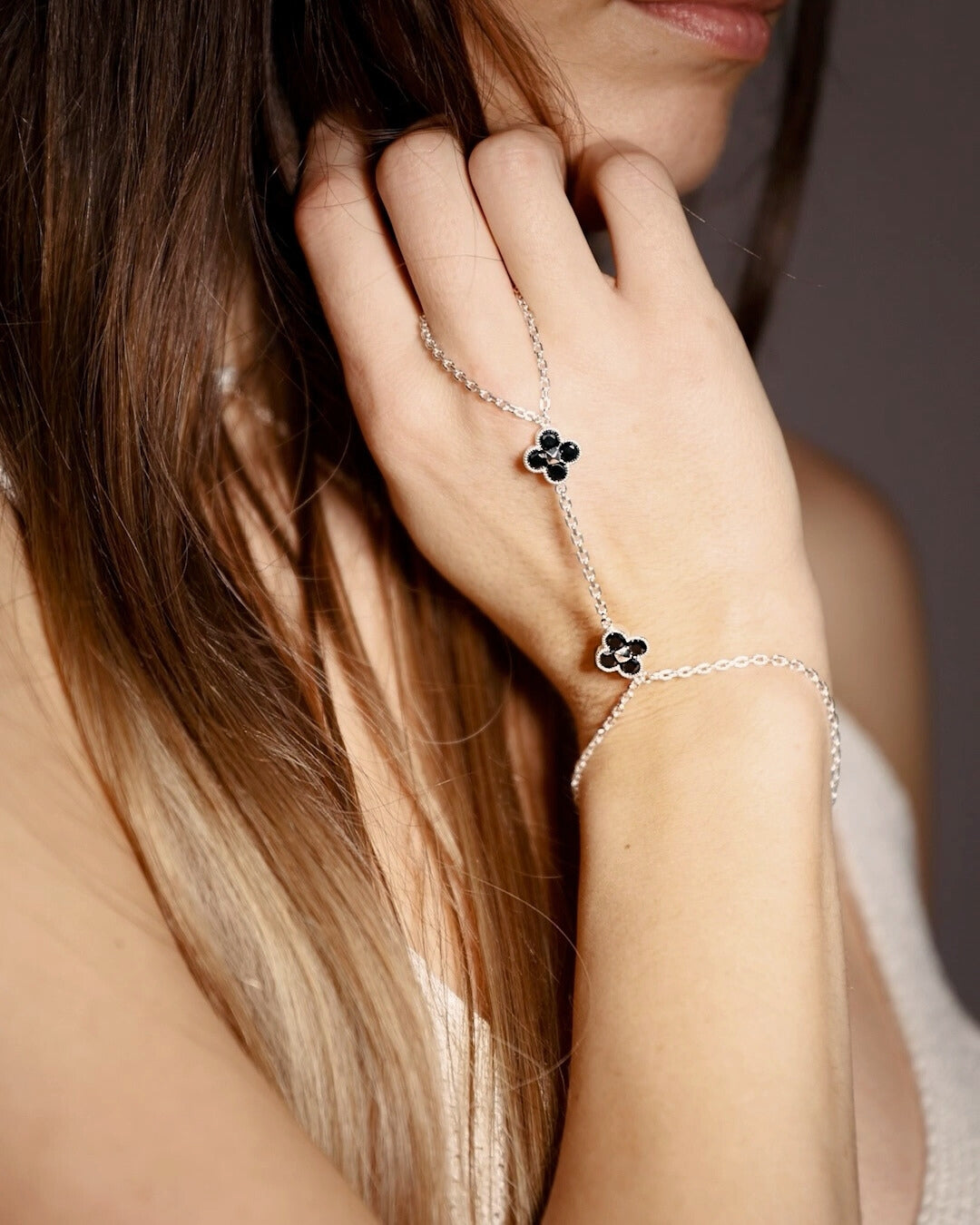 Karma Abundance Hand Jewellery Silver Black