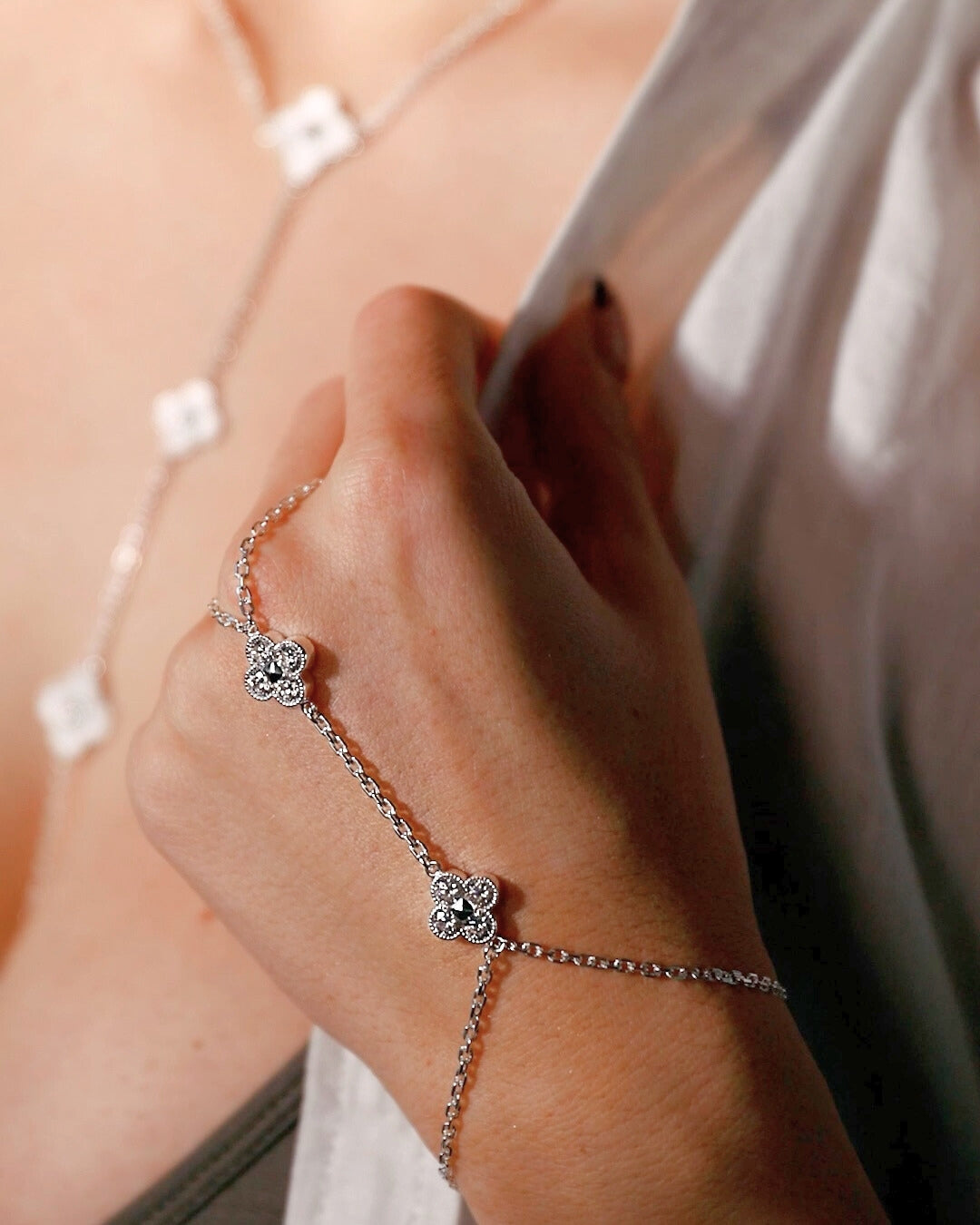 Karma Abundance Hand Jewellery Silver White