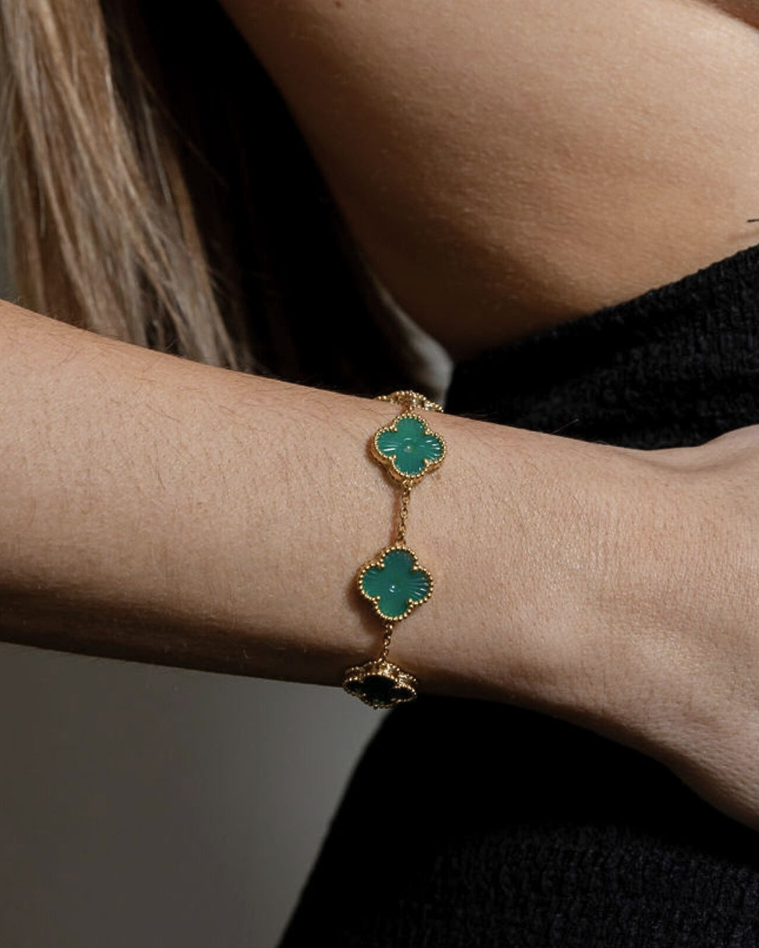 Karma Luxe Bracelet Gold Green Onyx