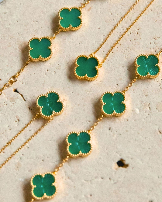 Karma Luxe Necklace Gold Green Onyx