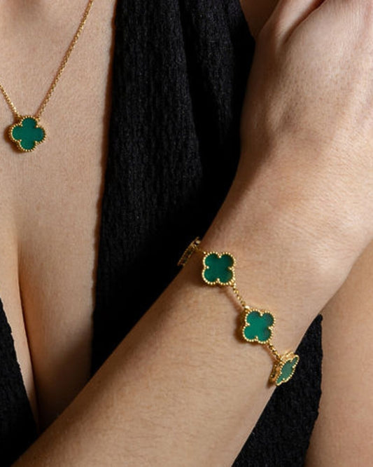 Karma Luxe Bracelet Gold Green Onyx
