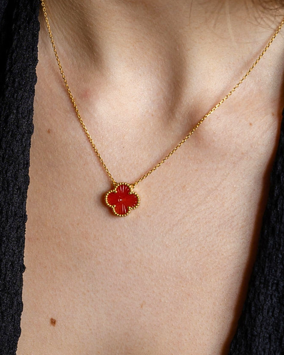 Karma Luxe Necklace Gold Red Onyx