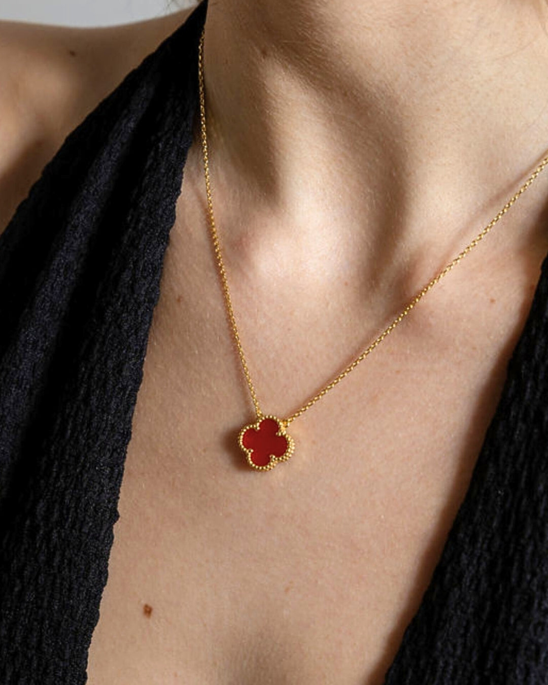 Karma Luxe Necklace Gold Red Onyx