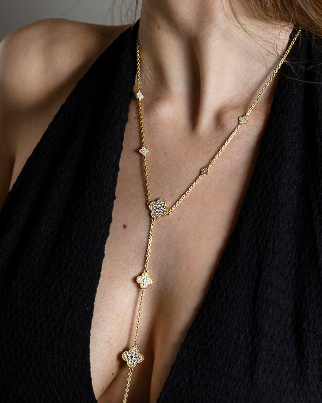 Prosperity Crystal Body Chain in Gold